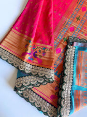 Captivating Pink Color Paithani Silk Saree