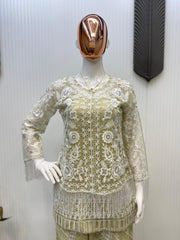 Party Wear Sequences Work Pista Color Palazzo Suit