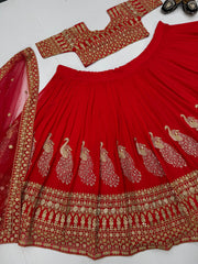 Bridal Wear Heavy Work Red Color Lehenga Choli