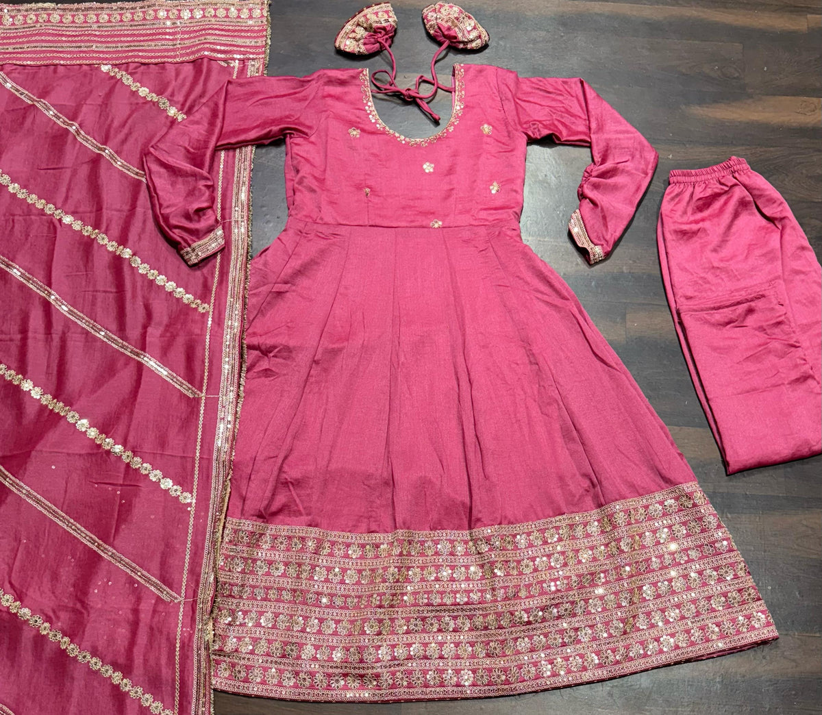 Beautiful Embroidery Work Pink Color Gown