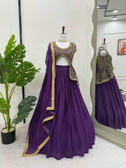 Preferable Purple Color Heavy Top With Lehenga