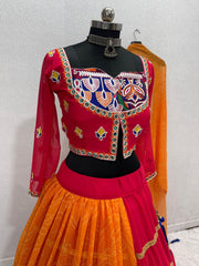 Exclusive Pink Georgette Mirror Work Lehenga Choli