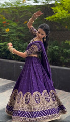 Glorious Purple Vichitra Silk Embroidery Lehenga Choli