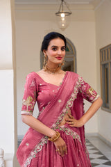 Designer Gold Crush Pink Color Lehenga