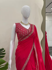 Amazing Red Color Georgette Saree