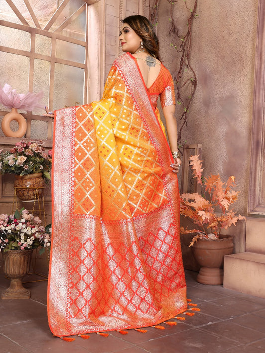 Demanding Kochi Silk Yellow Color Saree