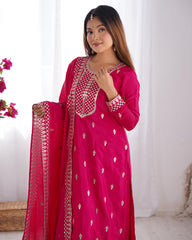 Lovely Chinon Silk Pink Color Salwar Suit