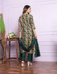 Preferable V Neck Green Silk Kurta Set