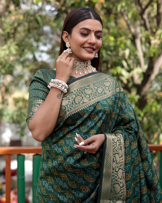 Captivating Green Color Bandhej Patola Saree