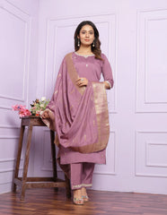 Reception Wear Dusty Pink Color Embroidery Work Salwar Suit