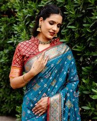 Dazzling Borders And Contrast Zari Weaving Patola Silk Sarees