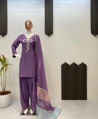 Captivating Beads Work Lavender Color Salwar Suit