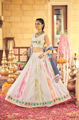 Attractive White Color Embroidery Work Lehenga Choli