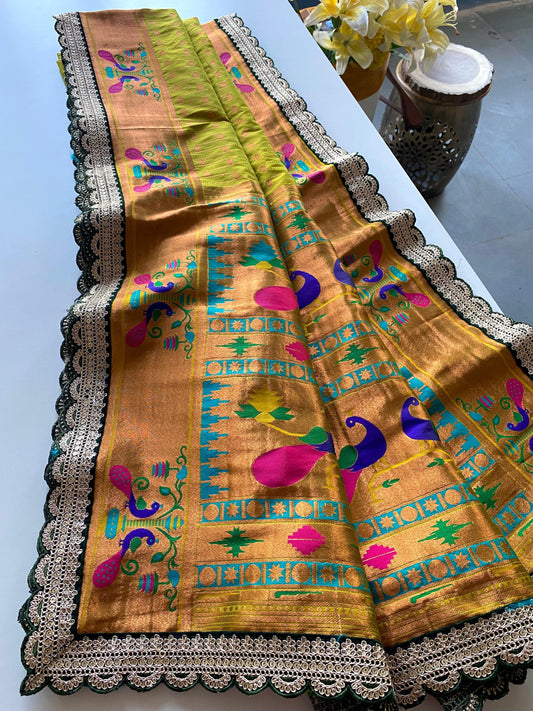 Captivating Mustard Color Paithani Silk Saree