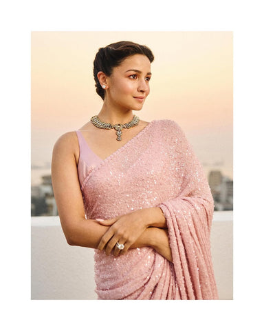 Fabulous Khichdi Sequence Embroidery Work Pink Color Saree