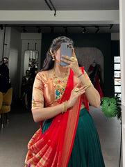Trendy Green Vichitra Silk Zari Work Lehenga Choli