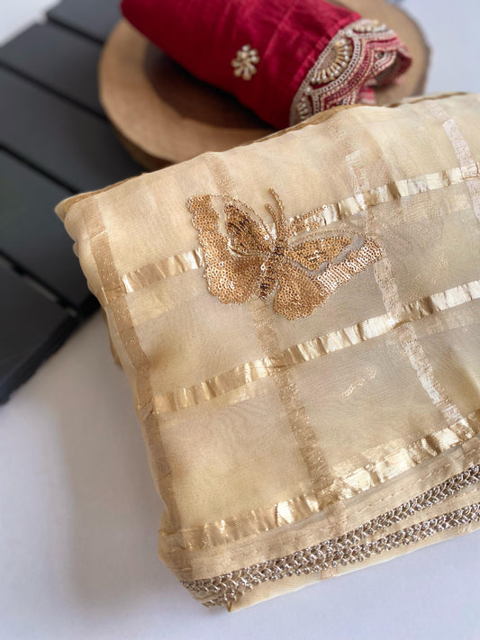 Flattering Viscose Cream Color Saree