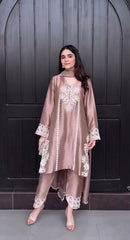 Trendy Pink Color Sequence Work Palazzo Suit