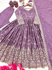 Demanding Sequence Work Lavender Color Anarkali Gown