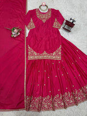 Occasion Wear Pink Color Top With Lehenga