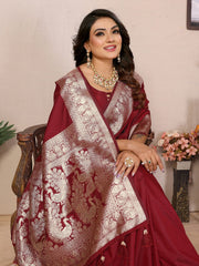 Luxuriant Banarasi Silk Maroon Color Saree