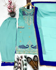 Gorgeous Sky Blue Color Sequence Work Georgette Punjabi Salwar Suit