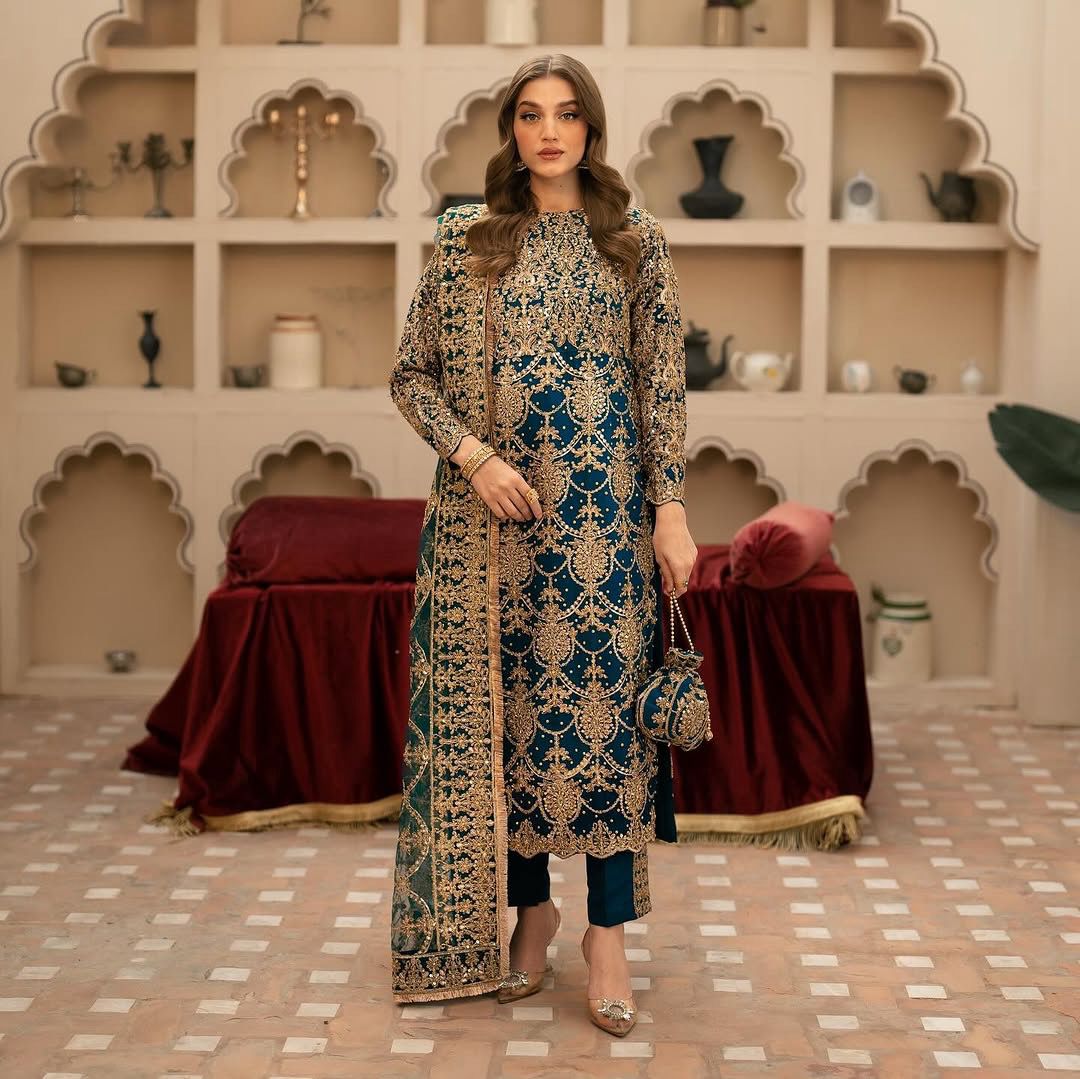 Marriage Special Georgette Green Color Salwar Suit