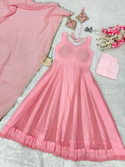 Trendy Georgette Hotfix Work Pink Color Anarkali Gown