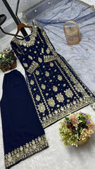 Function Wear Heavy Work Navy Blue Palazzo Suit