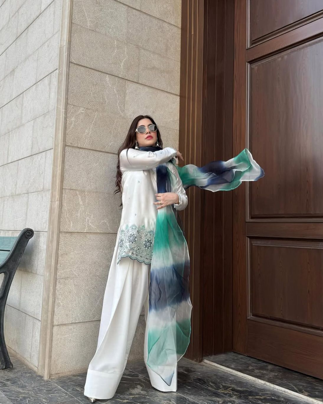 Beautiful Roman Silk White Color Salwar Suit