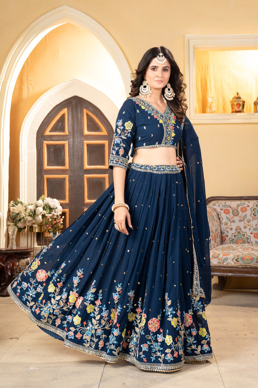 Awesome Georgette Blue Color Lehenga Choli