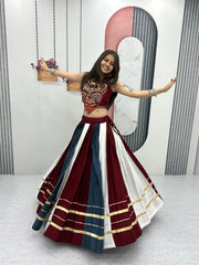 Gorgeous Multicolor Rayon Cotton Gamthi Work Lehenga Choli