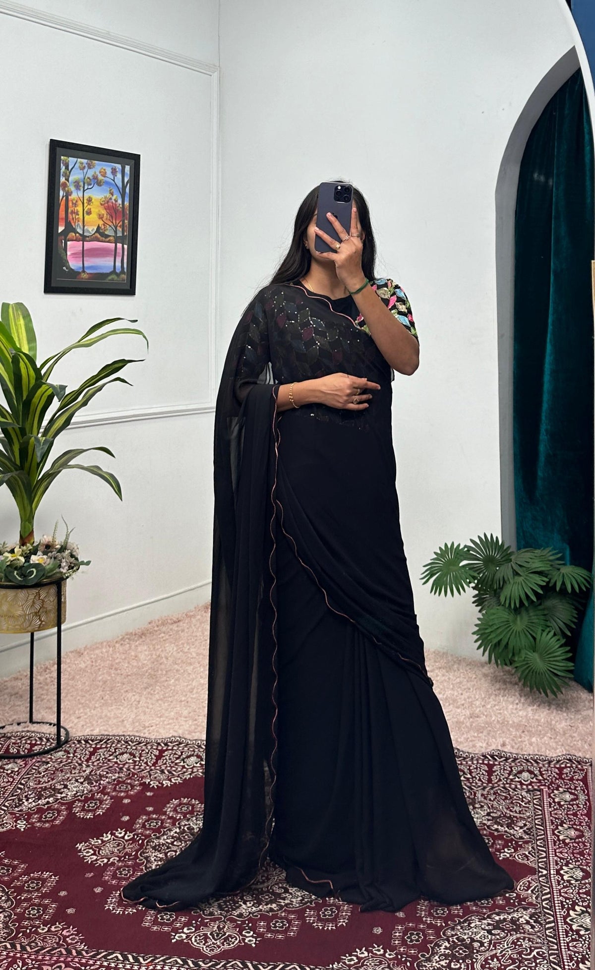 Flattering Georgette Black Color Gown