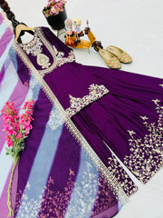 Festive Wear Fully Stitched Purple Color Sharara Suit