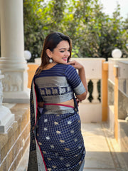 Good Looking Soft Silk Navy Blue Color Saree