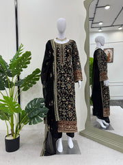 Captivating Gorgette Black Color Salwar Suit