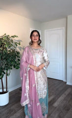Stunning Georgette White Color Palazzo Suit