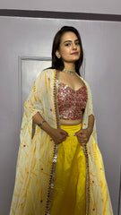 Stylish Kasturi Slub Silk Yellow Color Designer Lehenga Choli With Koti