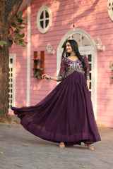 Outstanding Sequence Work Purple Color Gown