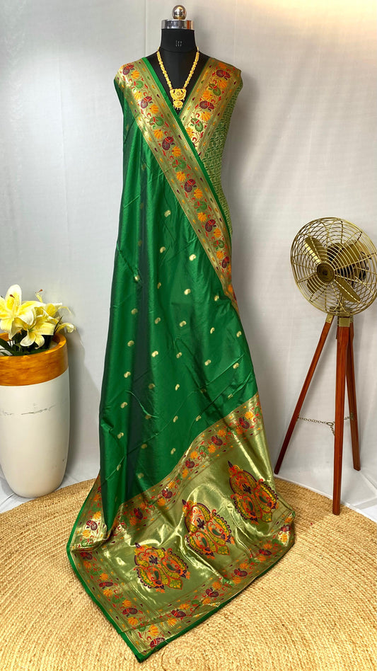 Gorgeous Paithani Silk Green Color Saree