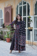 Outstanding Pure Cotton Black Color Gown
