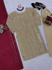 Beige Color Georgette Stitched Salwar Suit