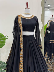 Marriage Special Sequence Work Black Color lehenga choli