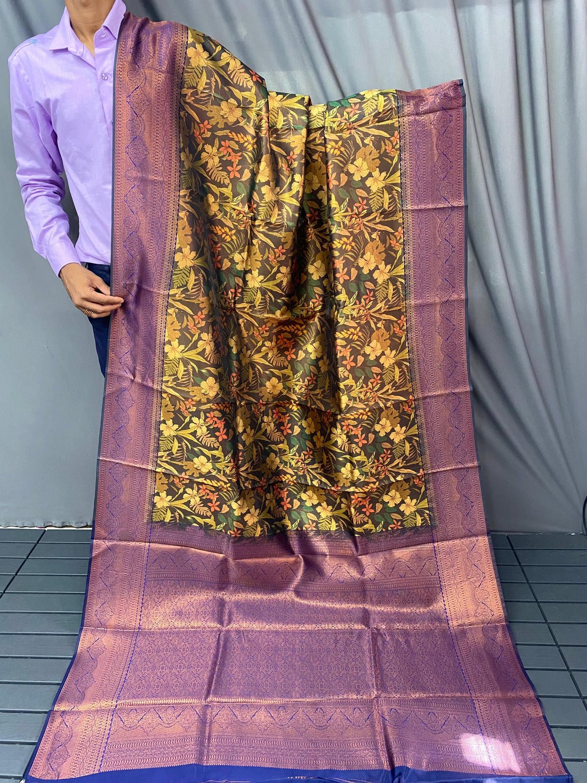 Blissful Kanchi Silk Multi And Purple Color Saree