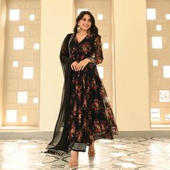 Wonderful Georgette Black Color Anarkali Gown