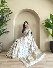 Traditional Wear Beige Color Tussar Saree
