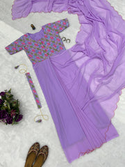 Flattering Georgette Lavender Color Gown