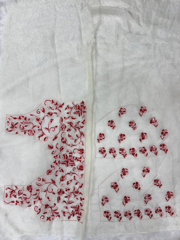 Stylish White Silk Thread Work Saree