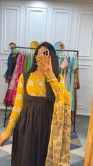 Ravishing Peach Rayon Cotton Kalamkari Print Gown