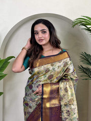 Occasion Wear Pretty Orange Silk Zari Saree